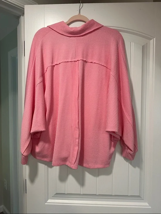 BUCKETLIST Pink Textured Waffle Knit Shirt - Picture 3 of 3